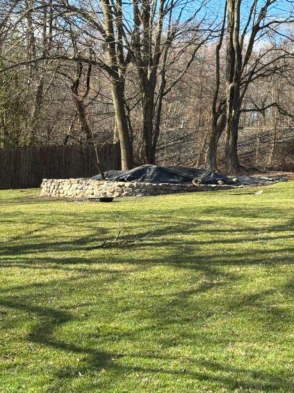 Finished lawn and stone landscaping